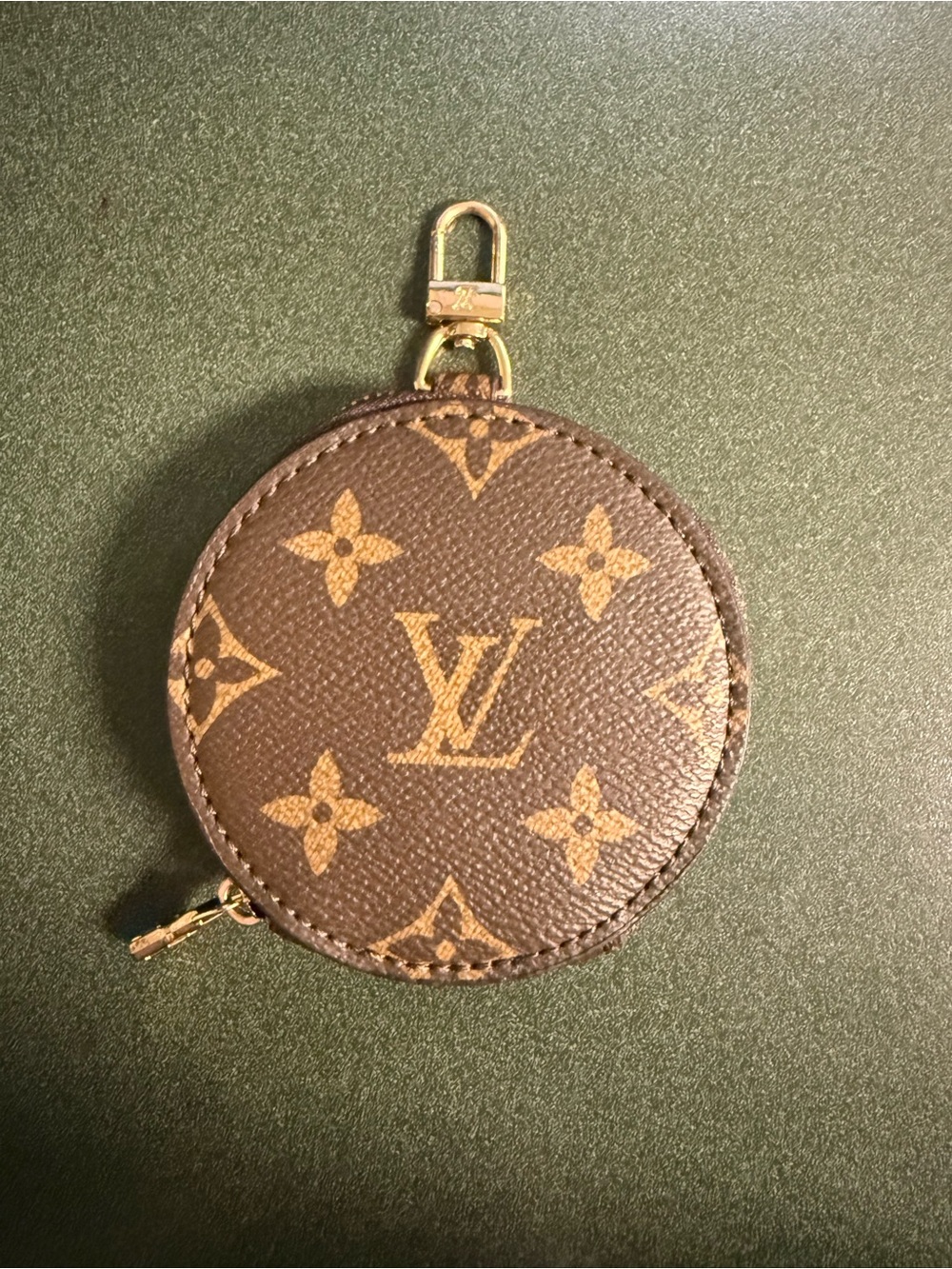 Louis Vuitton Brown Monogram Round Coin Pouch Key Holder with Gold Hardware